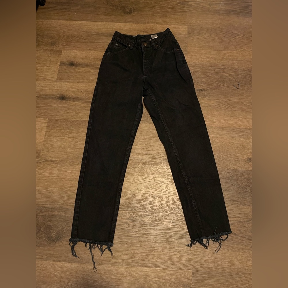 Vintage Calvin Klein mom Jeans High waist Black distressed hem size 4